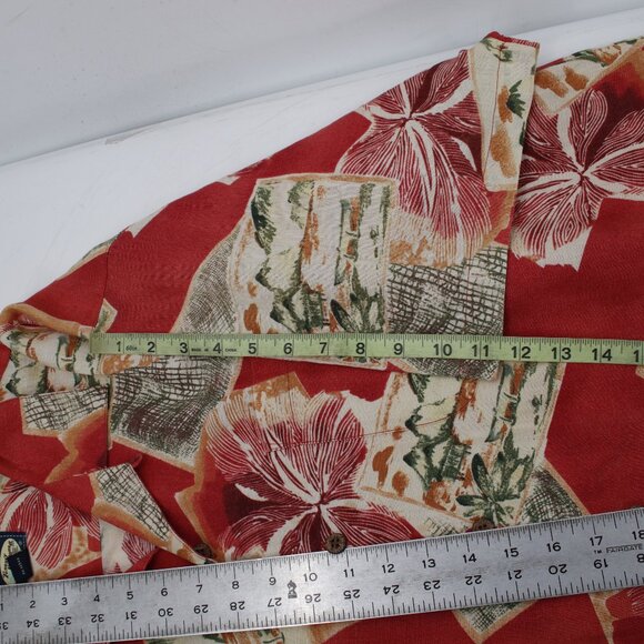 Tommy Bahama Hawaiian Shirt Mens Large Linen camp loop collar postcard floral - Picture 11 of 14